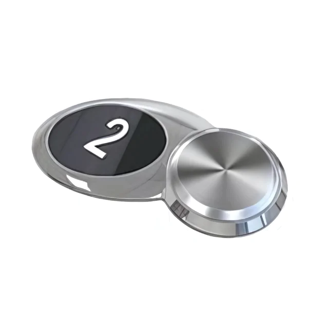 unique elevator push button round silver and black