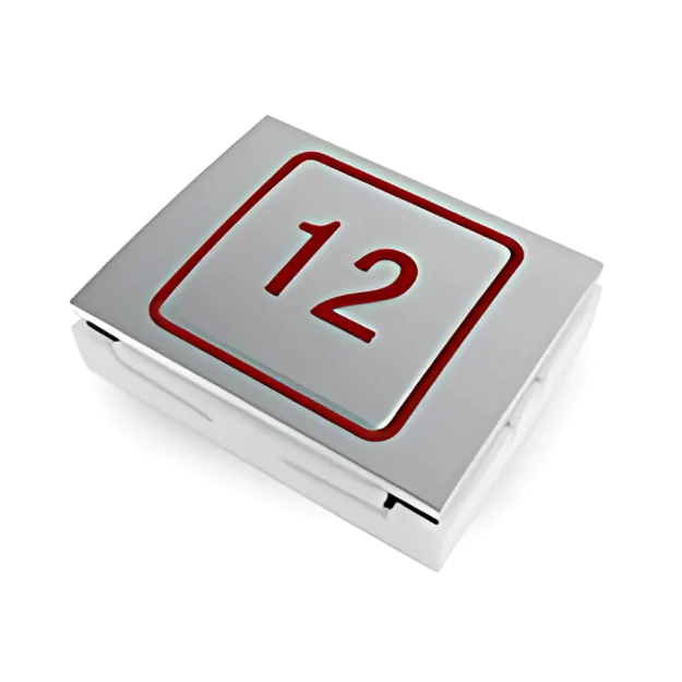 elevator push button rectangle silver and red