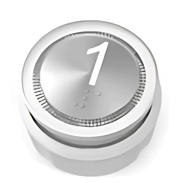 elevator push button round silver and white