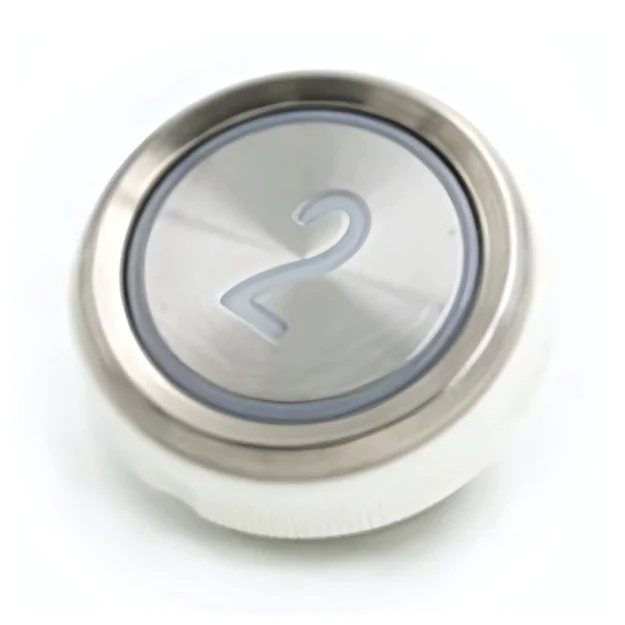 elevator push button round silver and black and golden