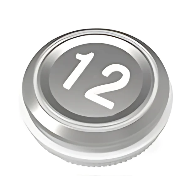 elevator push button round silver and metalic