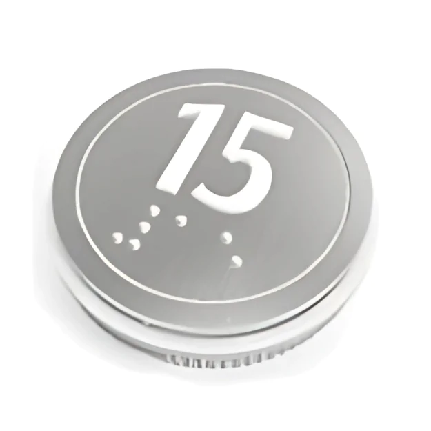 elevator push button round silver and white
