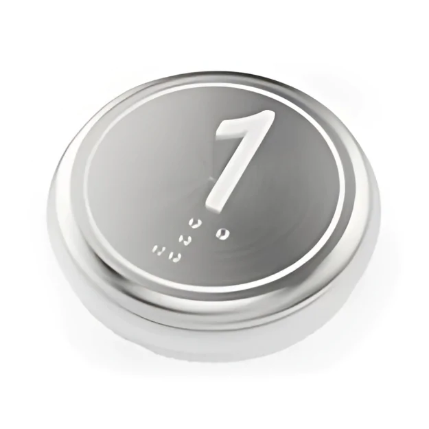 elevator push button round silver and white