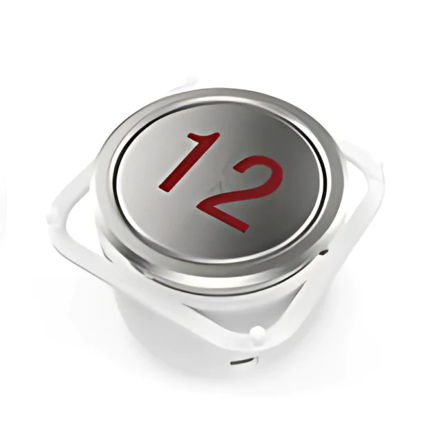 elevator push button square and round silver and red