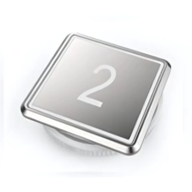 elevator push button square silver