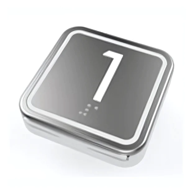 elevator push button square white and silver with counting in white