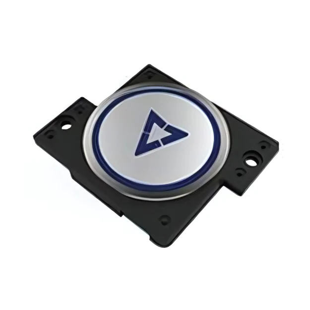 unique elevator push button rectangle black and silver and bue with arrow sign